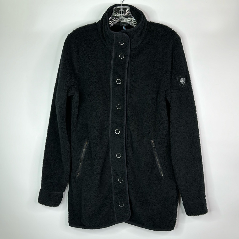 Kuhl Klifton Black Fleece Snap Button Jacket Size Small
